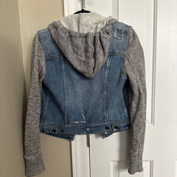 Free People Denim and Knit Hoodie Jacket Small - Picture 7 of 10